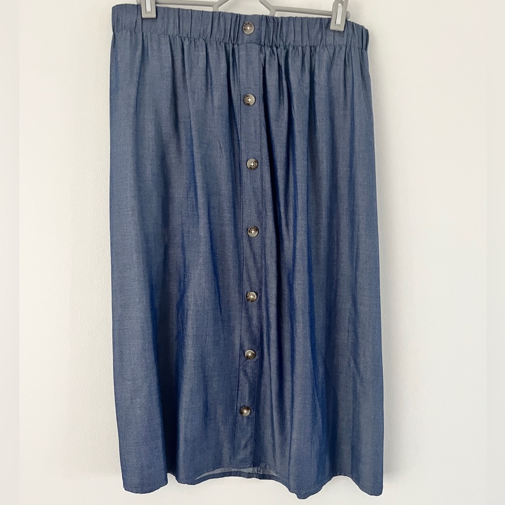 Abound chambray midi skirt. Denim midi skirt. Button down midi skirt